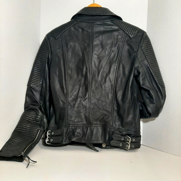 HOT TREND!! Barely worn DANIER BIKER/MILITARY LEATHER JACKET Black Size S - Picture 9 of 16